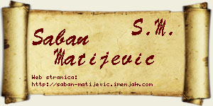 Šaban Matijević vizit kartica
